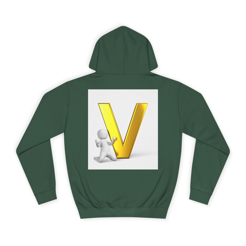 Gold 3D Letter V Hoodie | Initial V Sweatshirt, Monogram Lettering