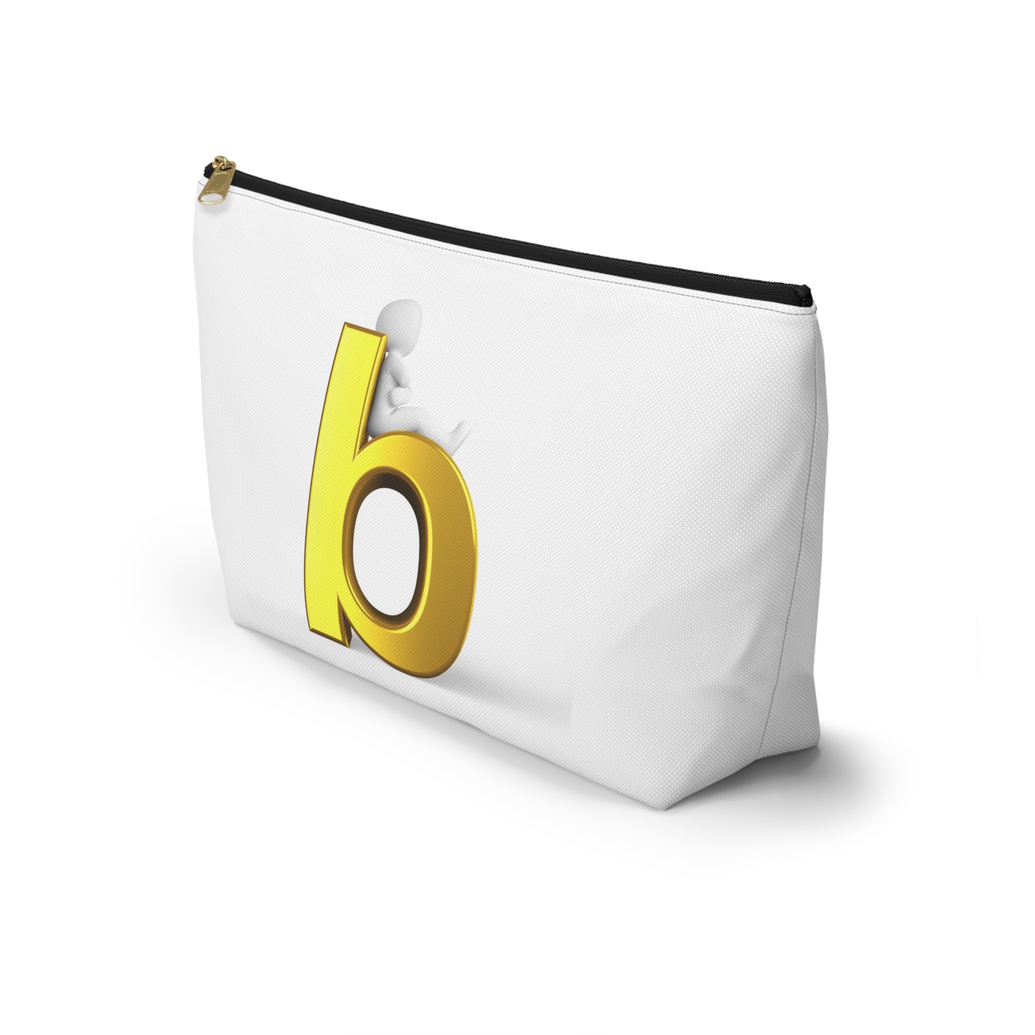 Gold Letter B Monogram Accessory Pouch | Initial Cosmetic Bag