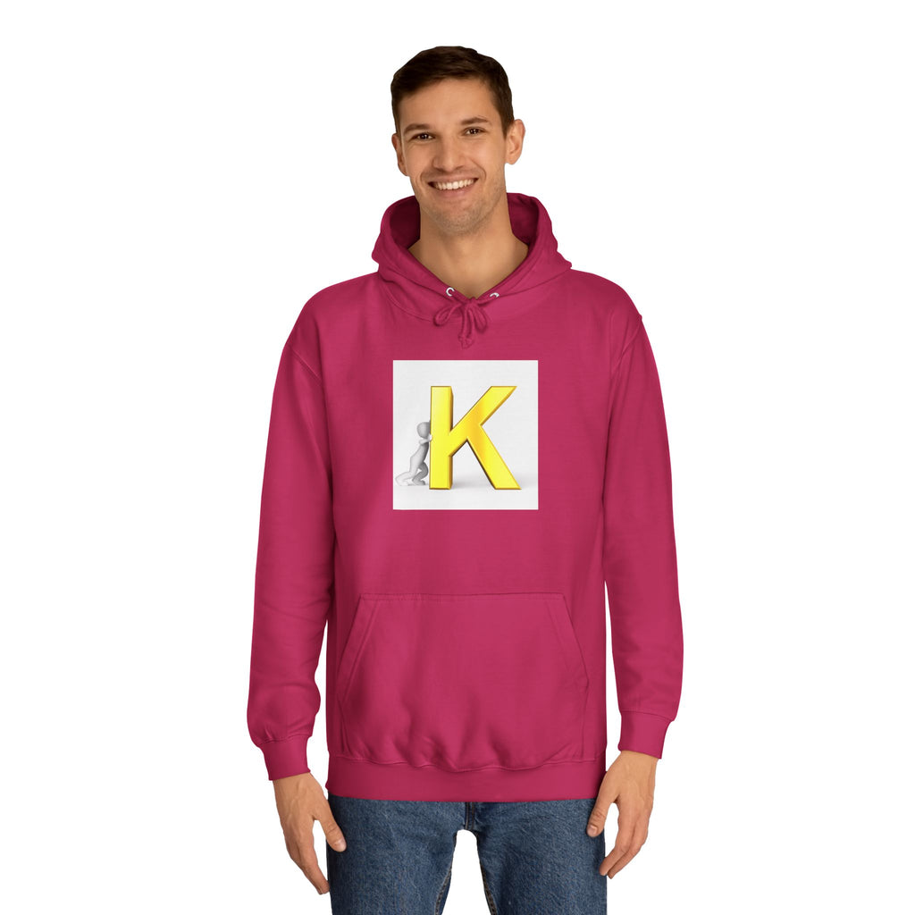 Yellow 3D Letter K hoodie | Initial Monogram, Alphabet Graphic