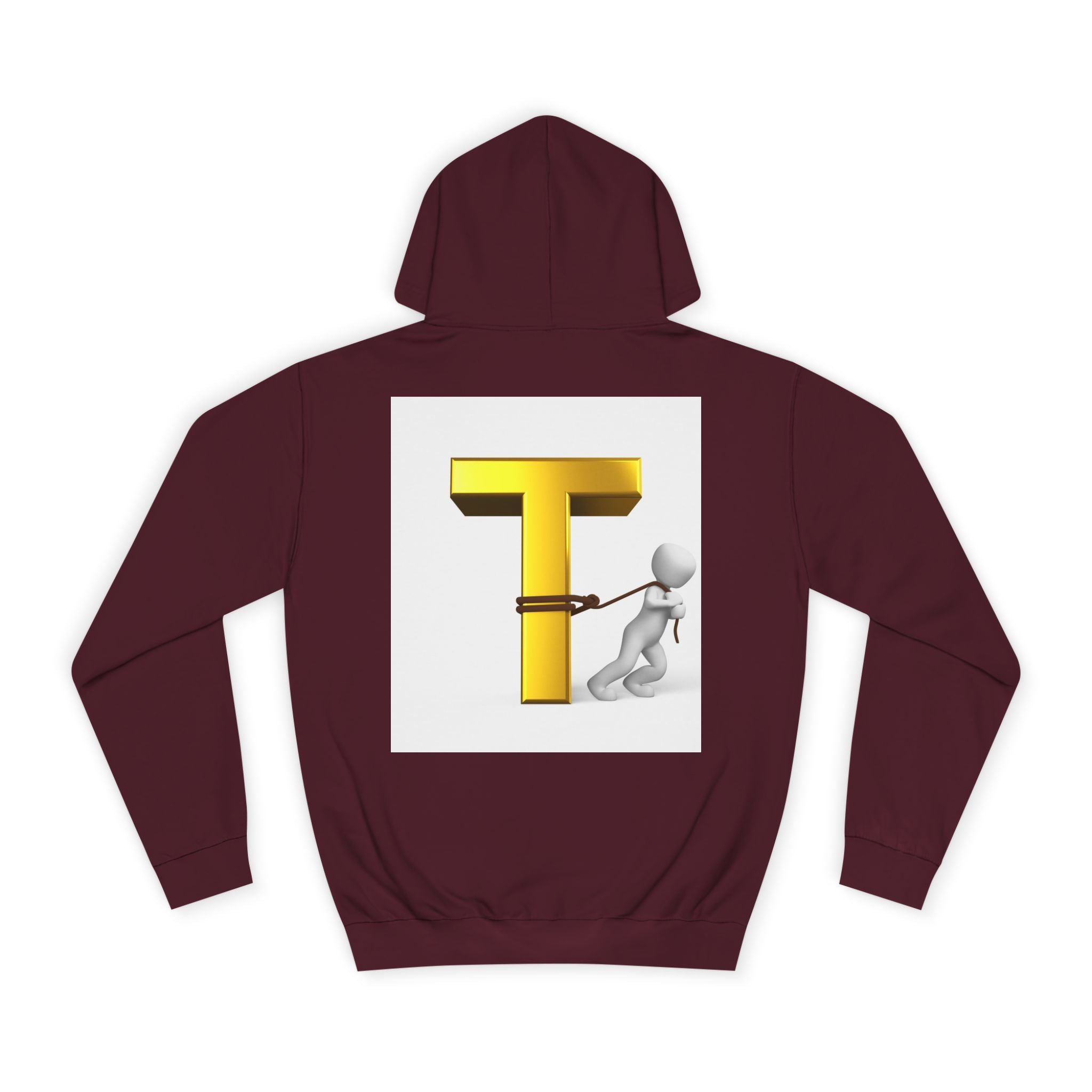 Letter T Mascot Pulling Block T Hoodie | Monogram Initial T Sweatshirt