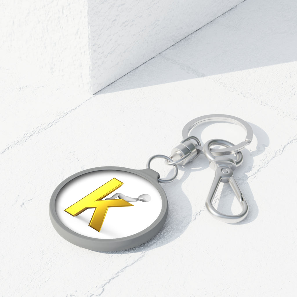 Gold Letter K Monogram Keyring Tag | Initial K Keychain