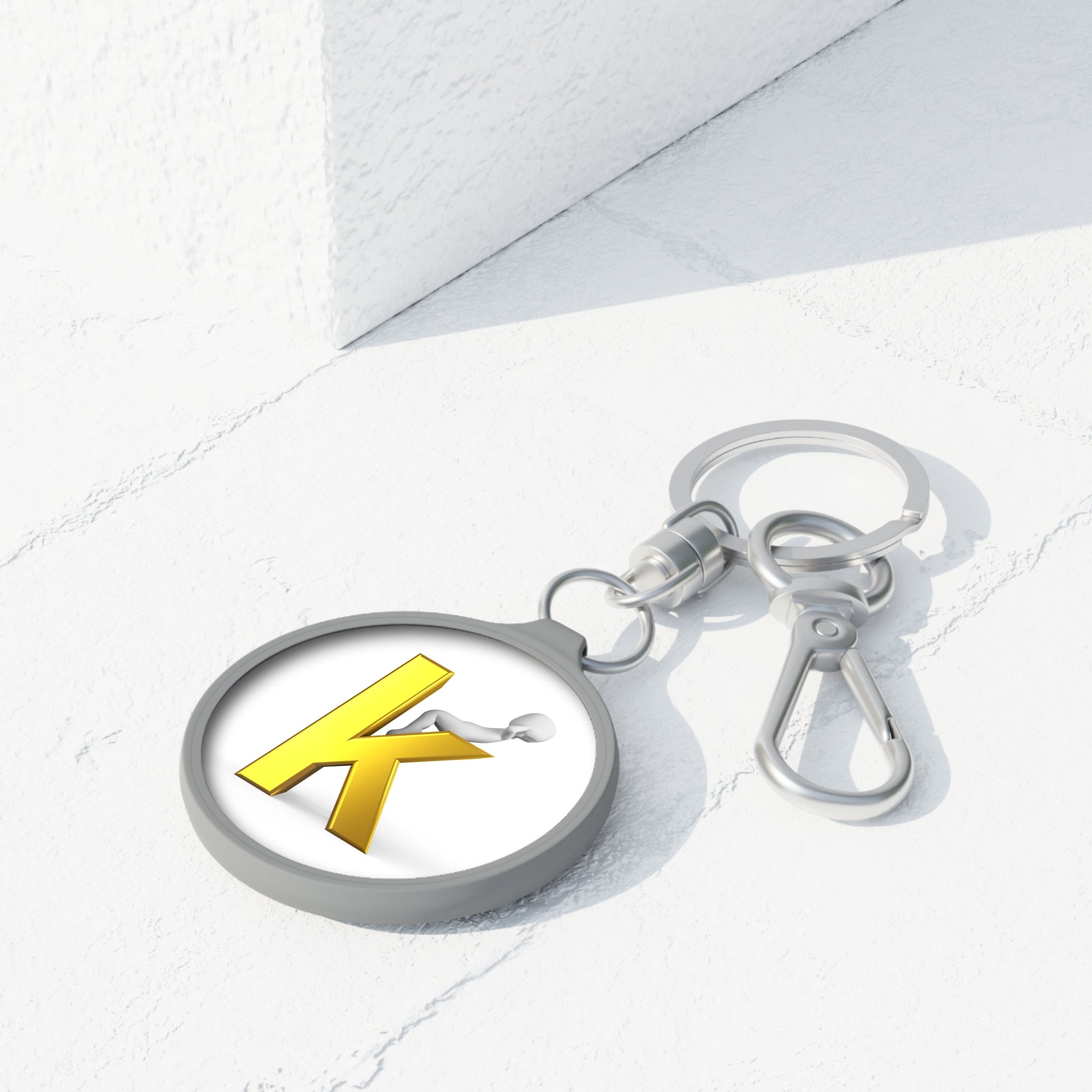 Gold Letter K Monogram Keyring Tag | Initial K Keychain