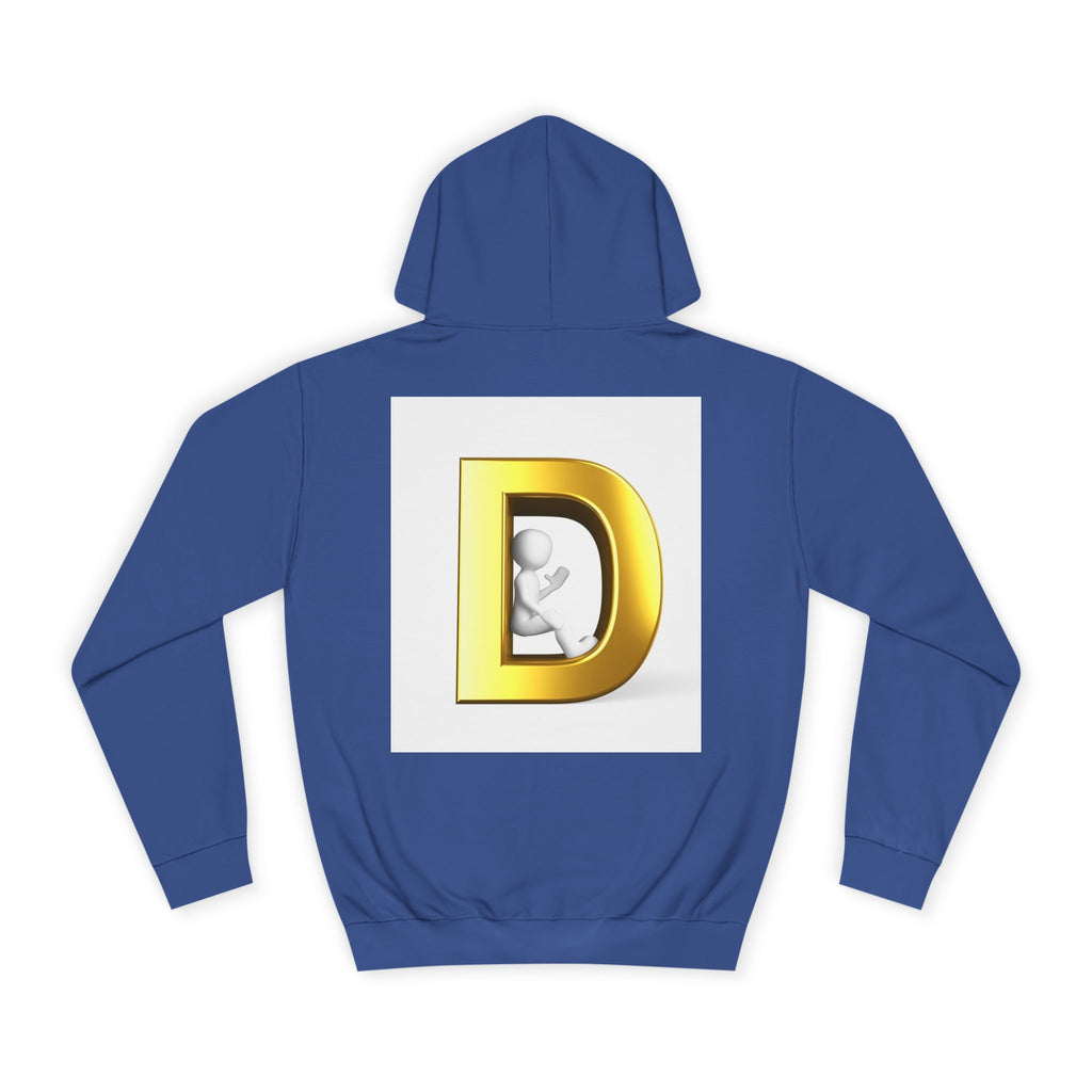 Gold Letter D Hoodie | Monogram Initial Sweatshirt, Metallic 3D Typography