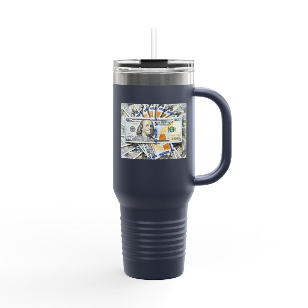 Stacked Hundred Dollar Bills Insulated Travel Mug | 40oz