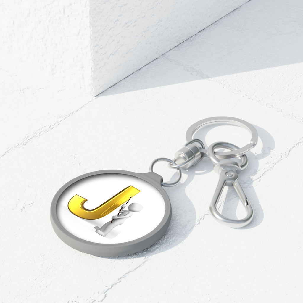 Gold Letter J Initial Keyring Tag | Monogram Keychain