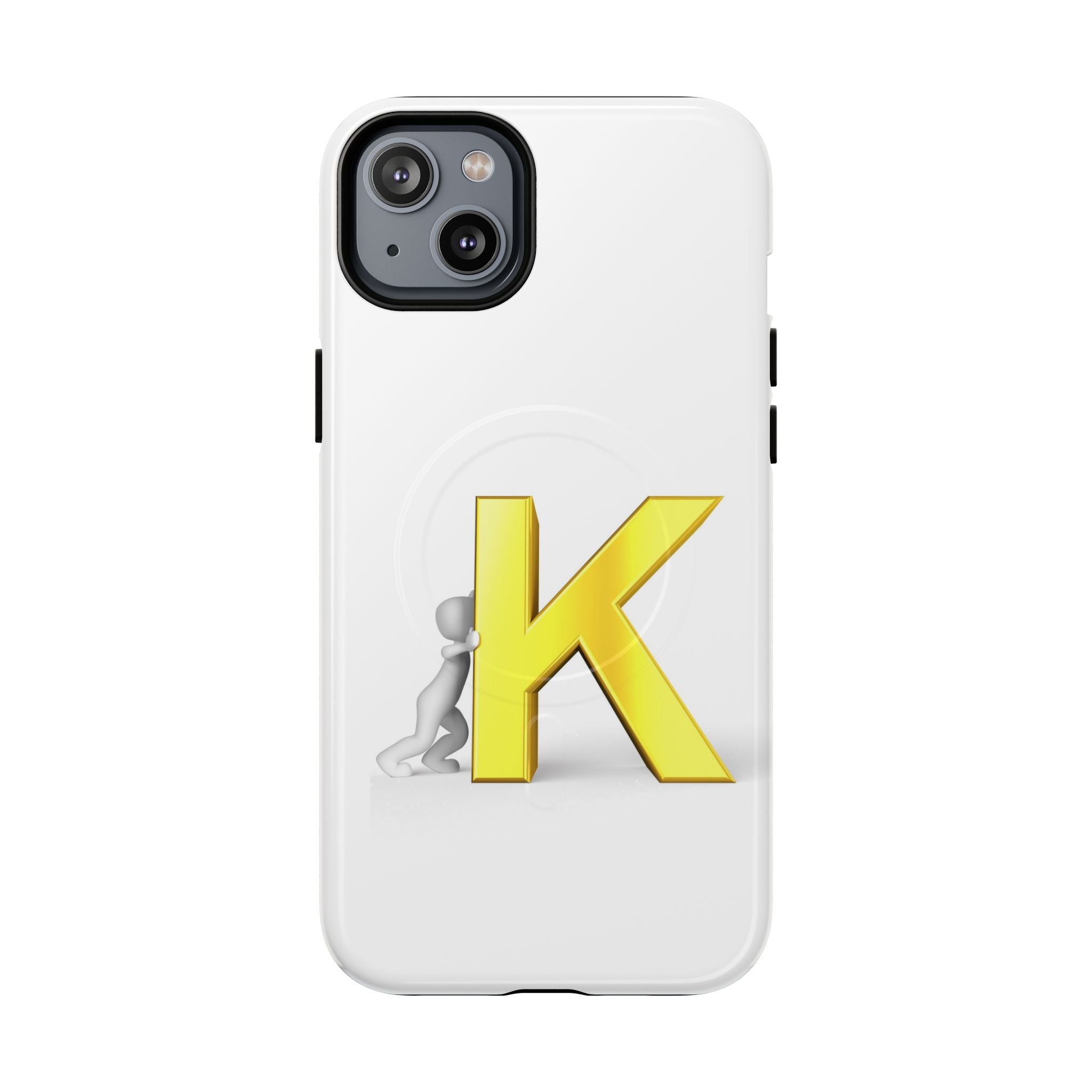 Yellow K Letter Phone Case | Tough Magnetic Case, Monogram Initial K
