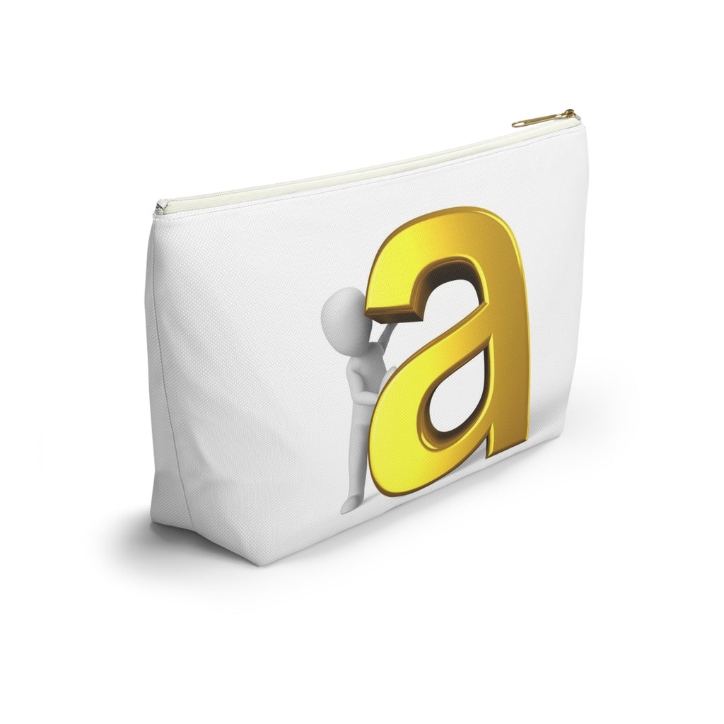 Gold Letter A Monogram Accessory Pouch | T-Bottom Makeup Bag