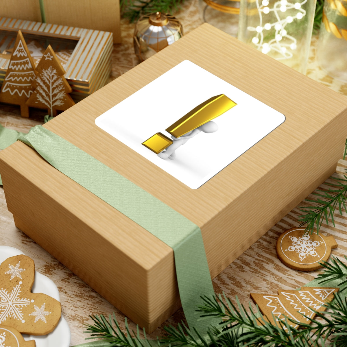3D Gold Exclamation Mark Sticker, Kiss-Cut Stickers | Laptop Decal