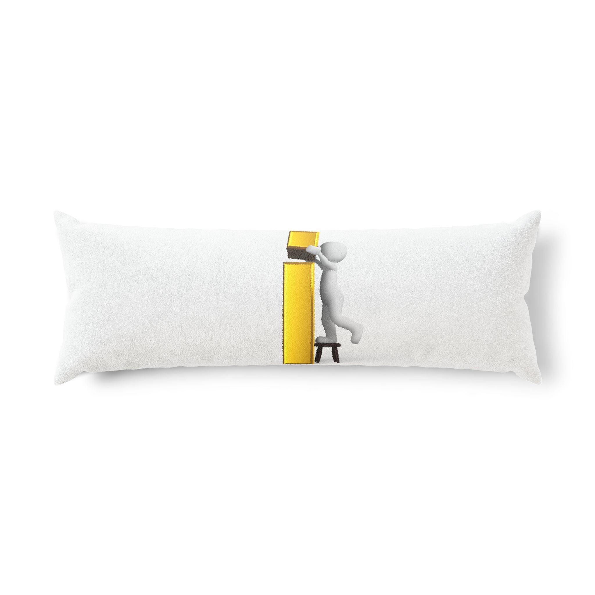 Stick Figure Building Gold Letter i Body Pillow | Minimalist Illustration