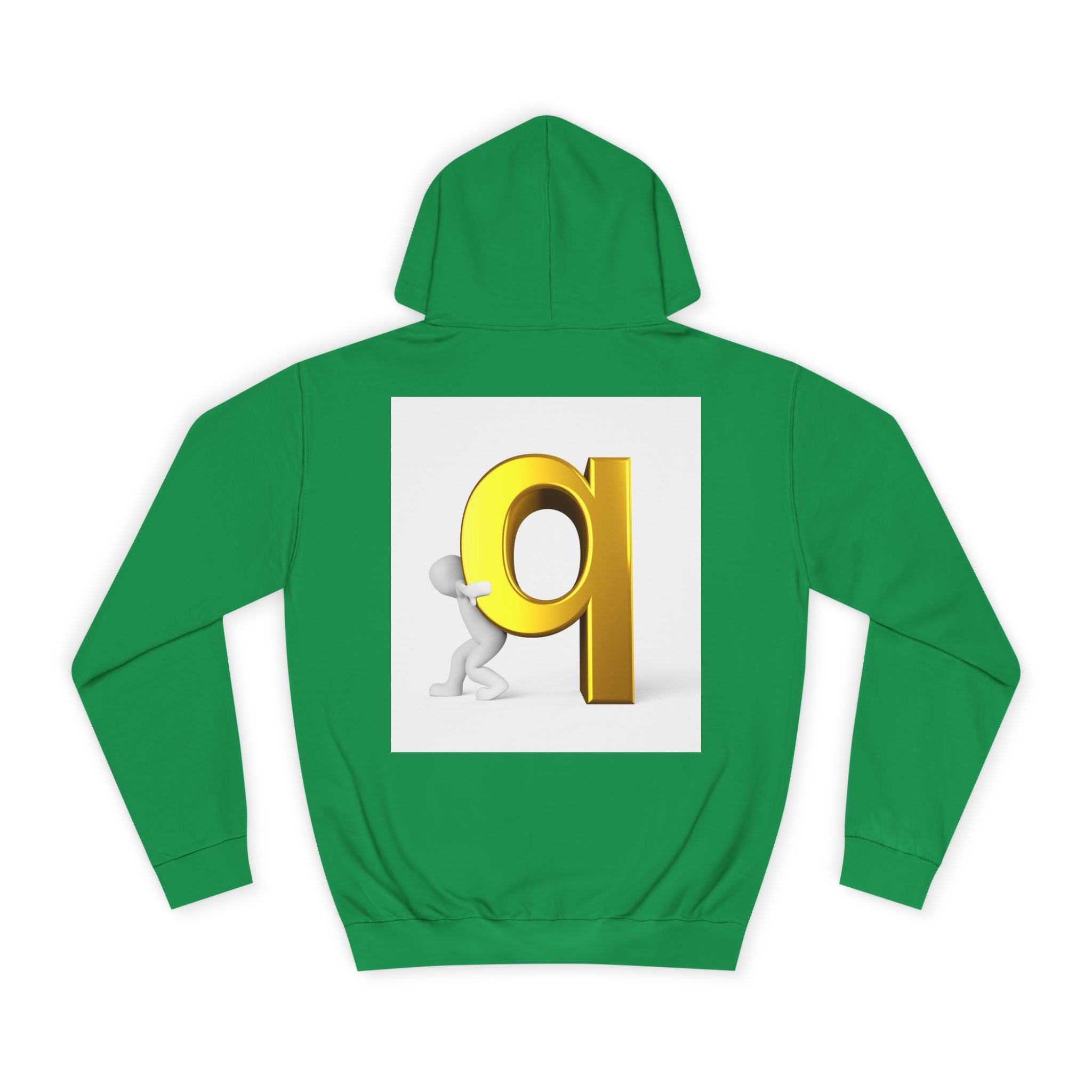 Gold Letter Q Hoodie | 3D Figure Pushing Q Graphic