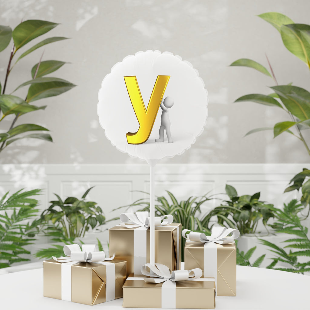Gold Letter Y Balloon 11" Round Foil Balloon | Alphabet Initial Party Decor