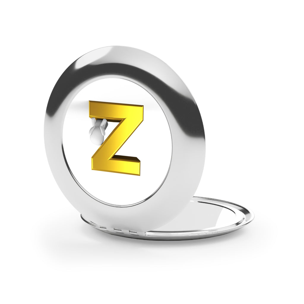 Gold Letter Z Initial Compact Travel Mirror | Monogram Makeup Mirror
