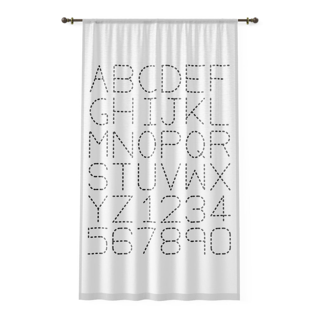 Dotted Alphabet and Numbers Window Curtain | Modern Nursery Alphabet Curtain