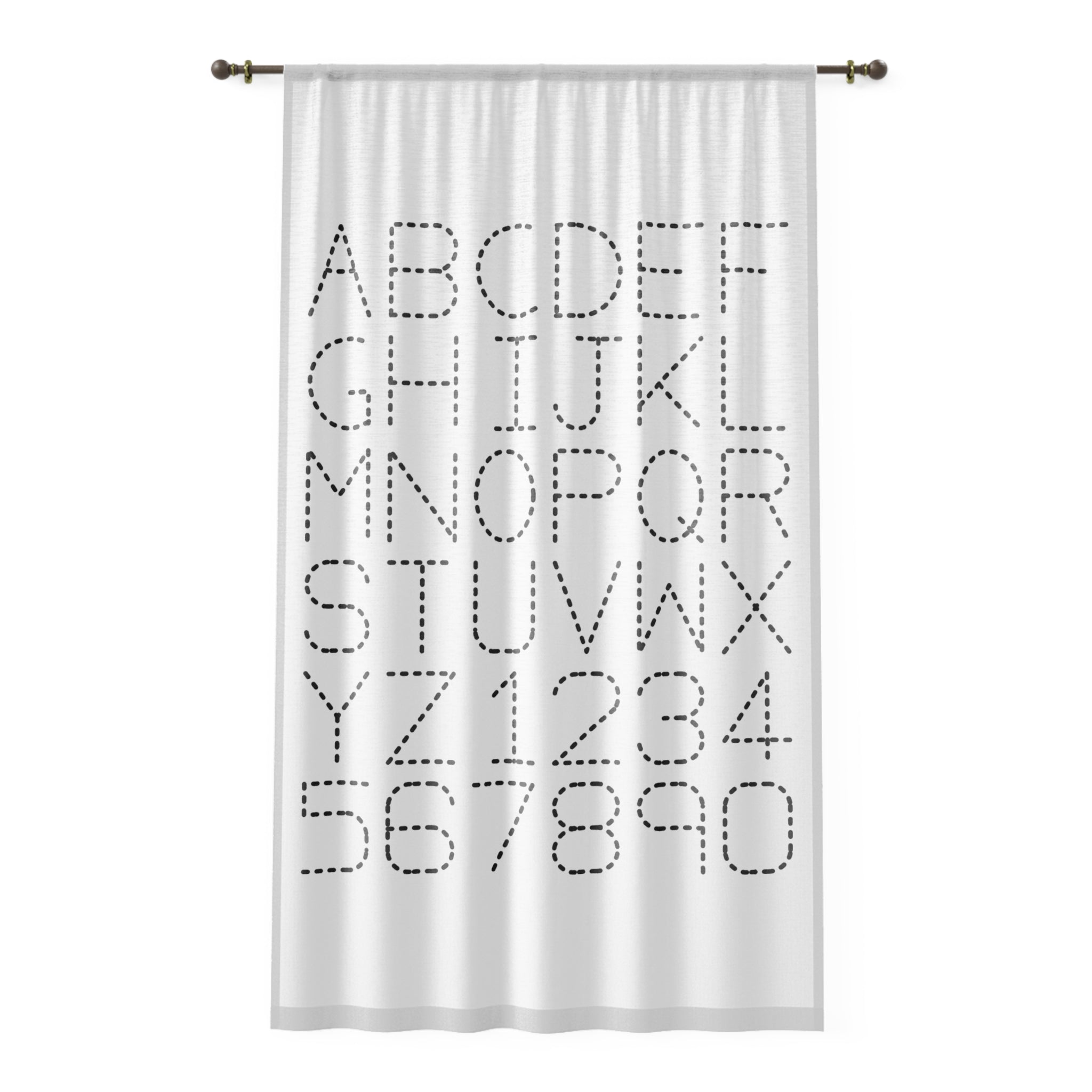 Dotted Alphabet and Numbers Window Curtain | Modern Nursery Alphabet Curtain