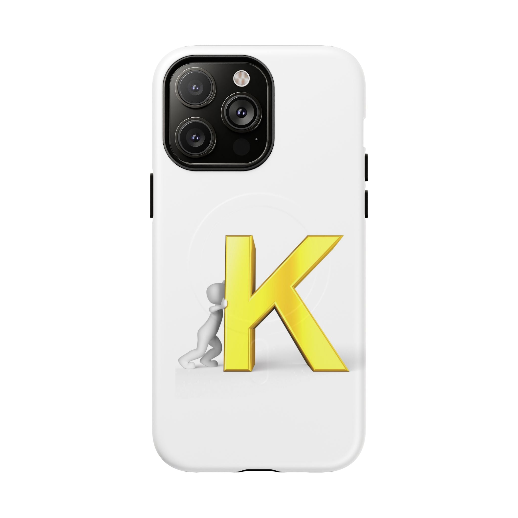 Yellow K Letter Phone Case | Tough Magnetic Case, Monogram Initial K