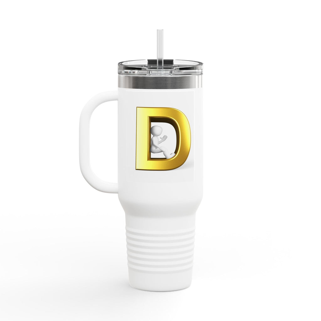 Gold D Monogram Travel Mug | 40oz Insulated Tumbler