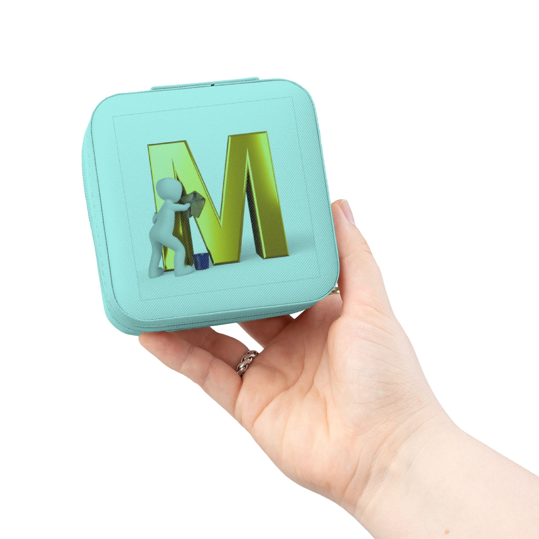 Monogram M Jewelry Travel Case | Compact Velvet Organizer | Portable Ring Earring Box