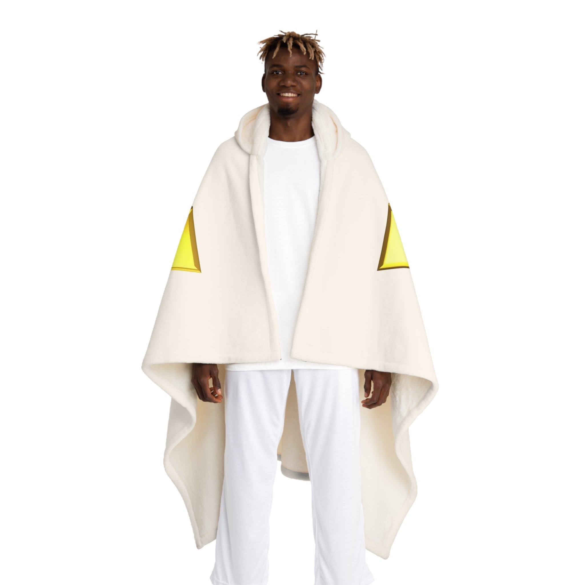 Gold Letter W With Figure Hooded Sherpa Fleece Blanket | Cozy Hooded Throw