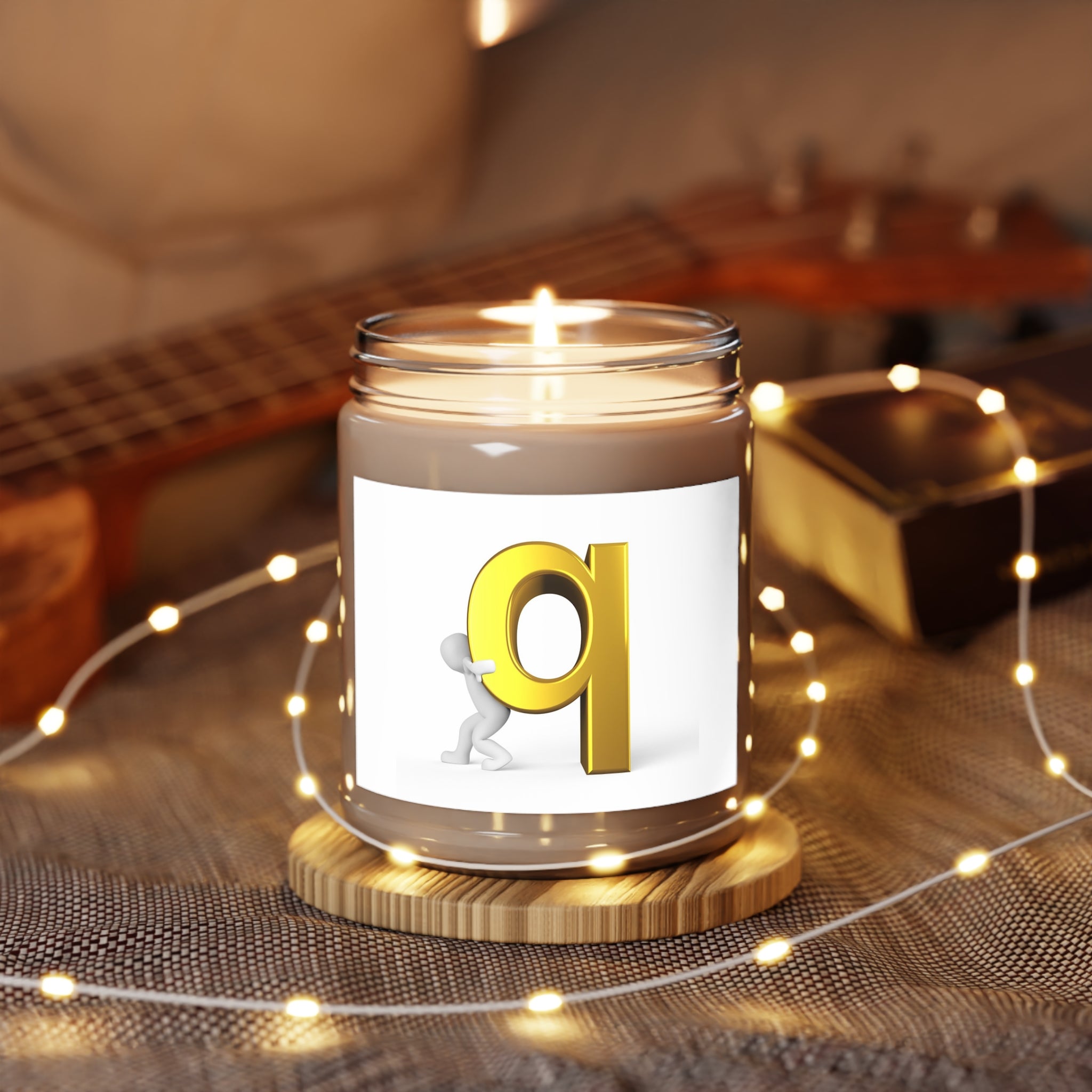 Gold Letter Q Illustration Candle | 9oz Soy Jar with White Lid