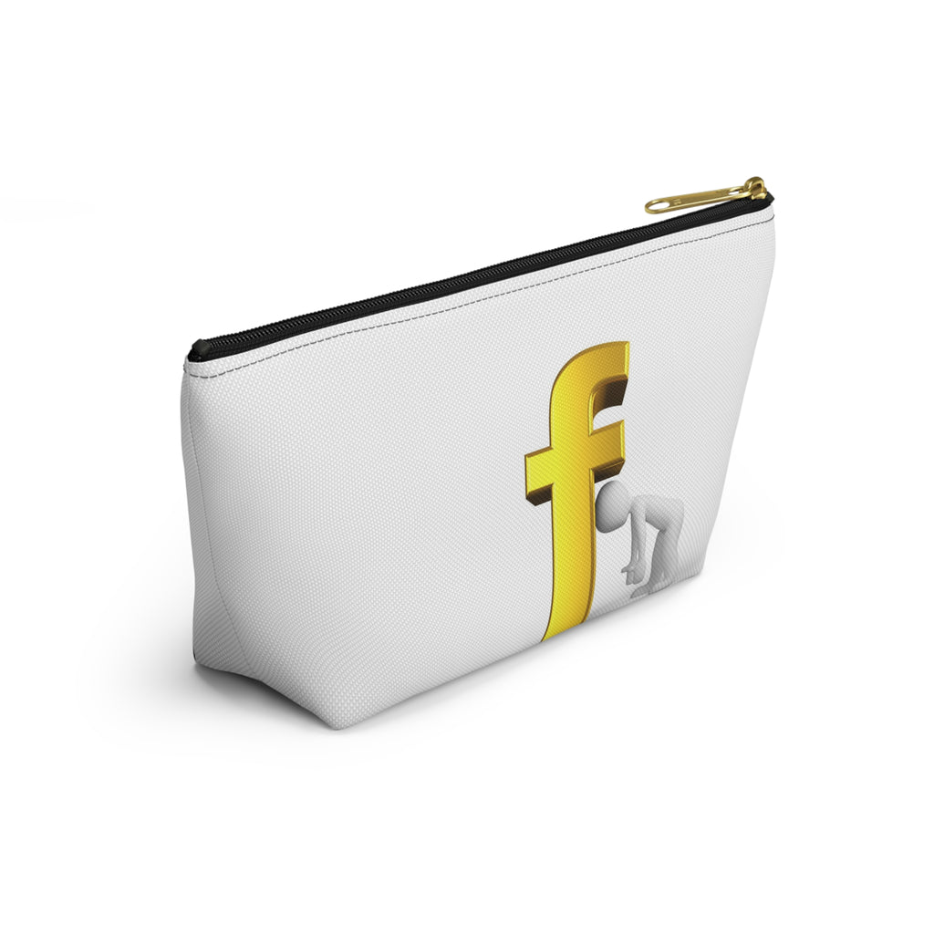 Gold Letter F with Figure Accessory Pouch | Monogram Cosmetic Bag