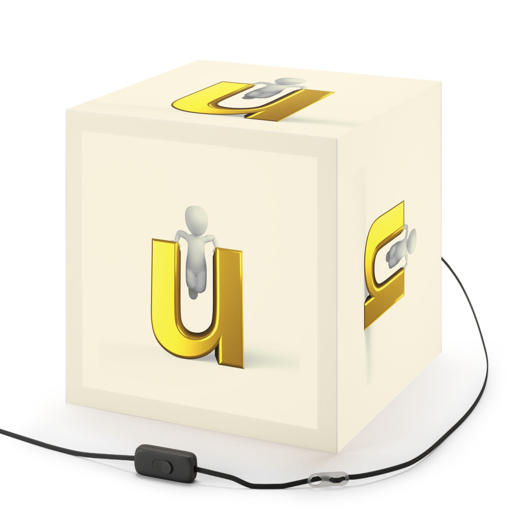3D Gold Letter U Light Cube Lamp | Monogram Initial Pendant Light