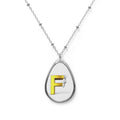 Oval Initial Necklace — Personalized 'F' Teardrop Pendant