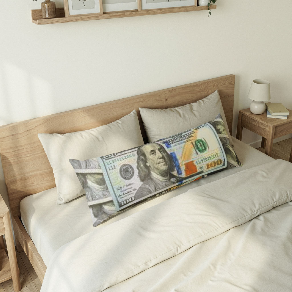 Hundred Dollar Bill Body Pillow | Money Print, Novelty Decor