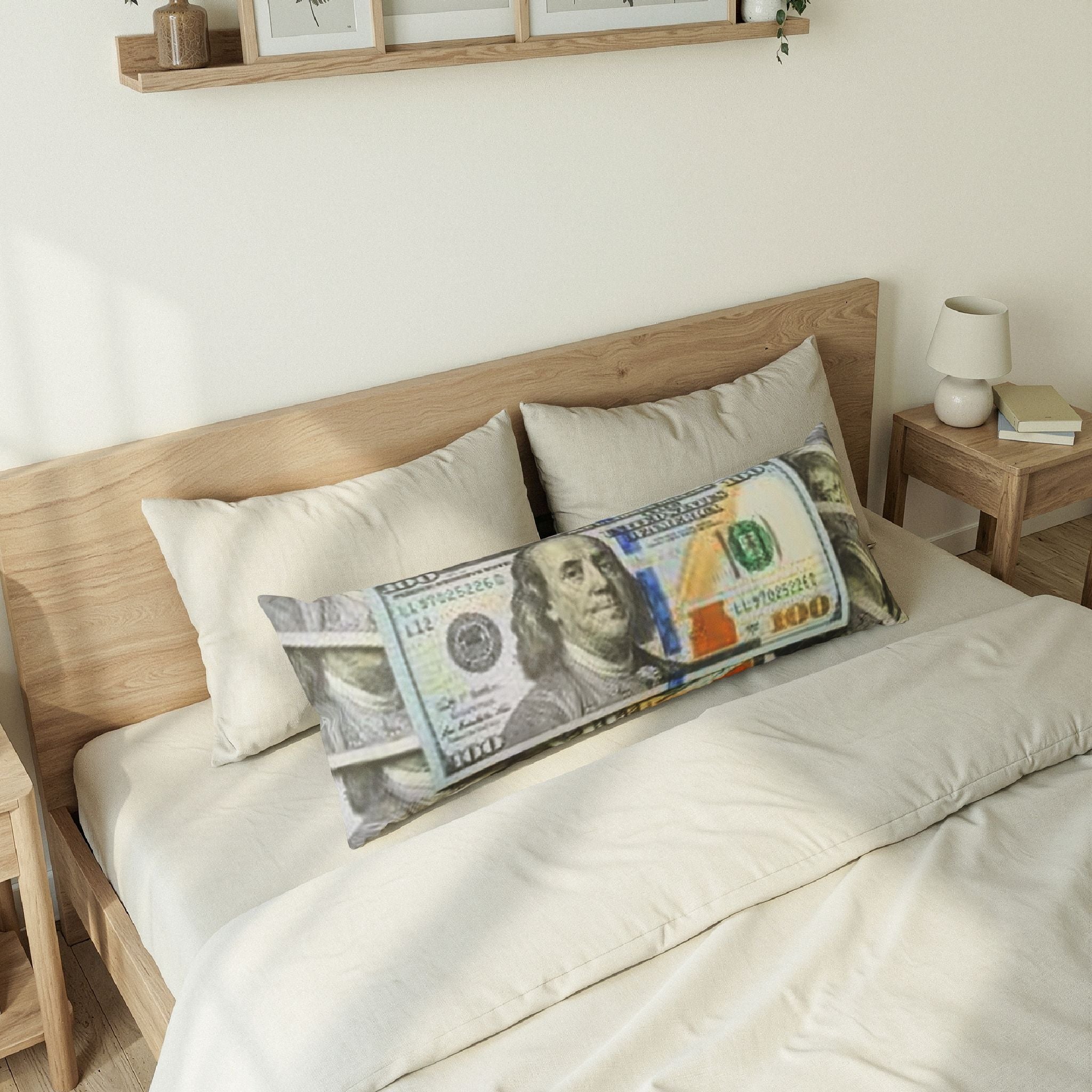 Hundred Dollar Bill Body Pillow | Money Print, Novelty Decor