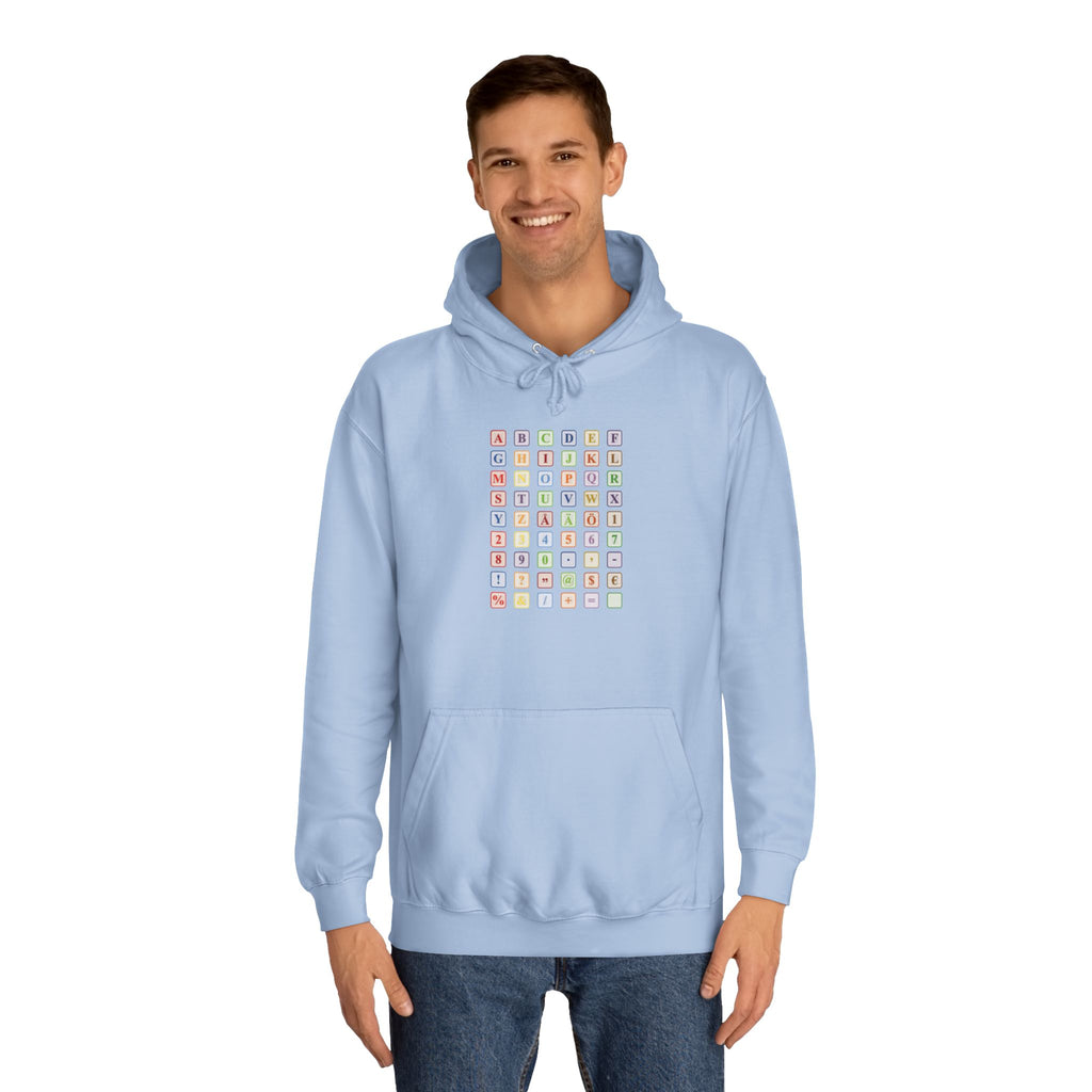 Alphabet Blocks Hoodie | Colorful Letter Grid, Back & Front Print