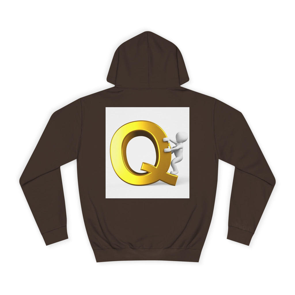 Golden Q Letter Hoodie | 3D Character Climbing Initial Sweatshirt