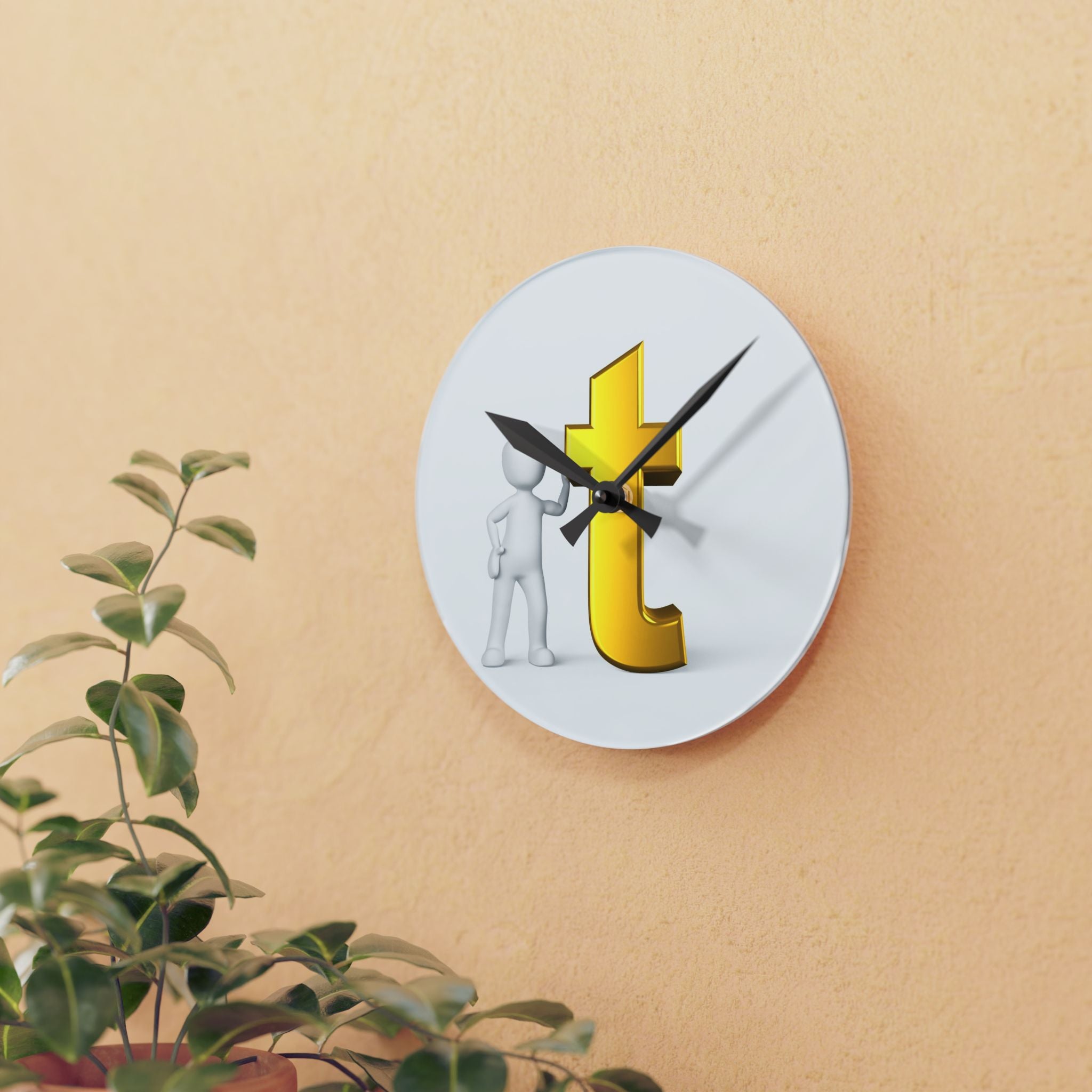 Gold Letter T Clock Acrylic Wall Clock | Finance, Money Decor