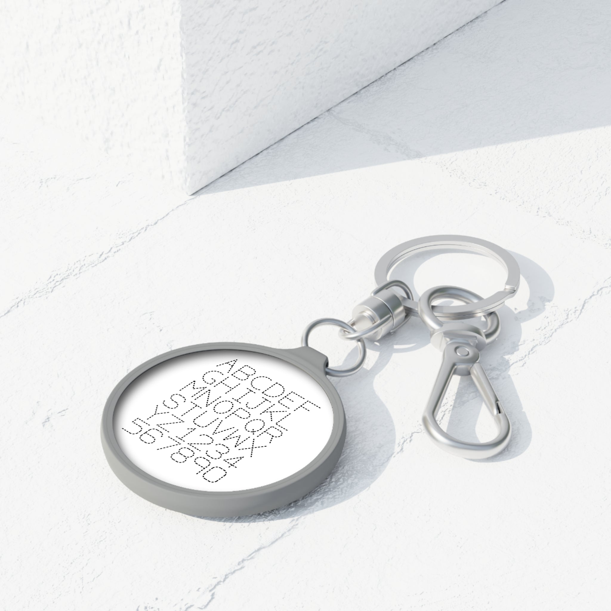 Dot Stitch Alphabet Keyring Tag | Metal Alphabet Keychain