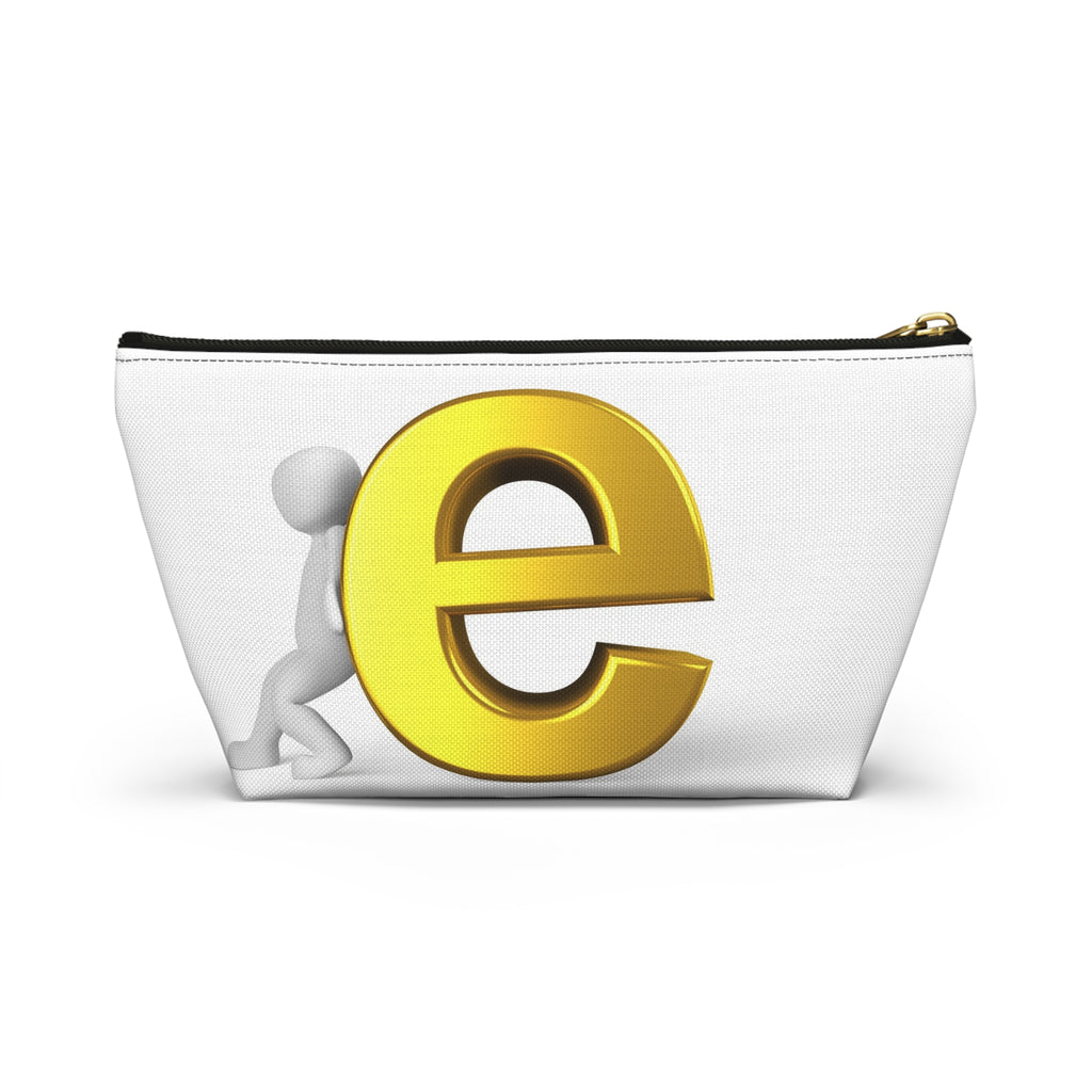 Gold Letter E Graphic Accessory Pouch | T-Bottom Zipper Pouch