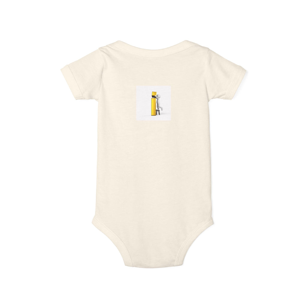 Little Figure Building Yellow Letter i Baby Onesie | Infant Bodysuit