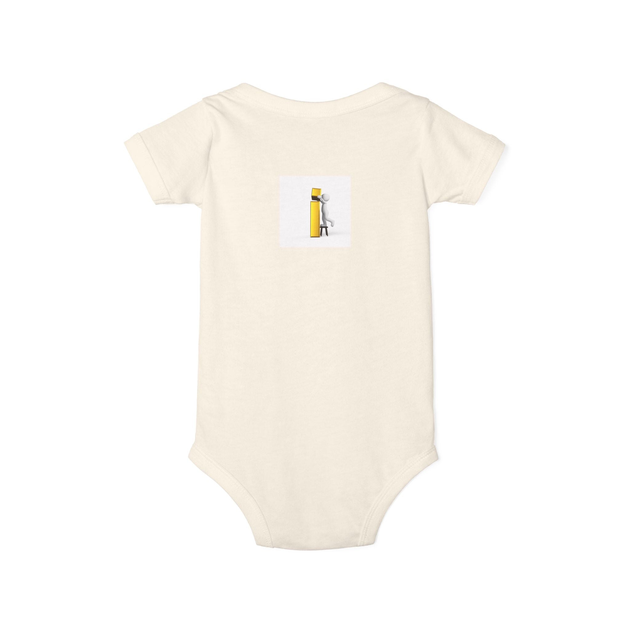Little Figure Building Yellow Letter i Baby Onesie | Infant Bodysuit