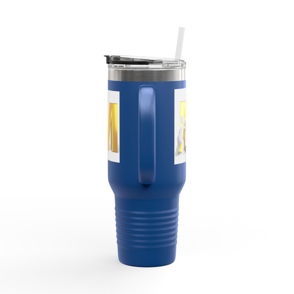 3D Gold Letter M with Figure Travel Mug | 40oz Insulated Tumbler