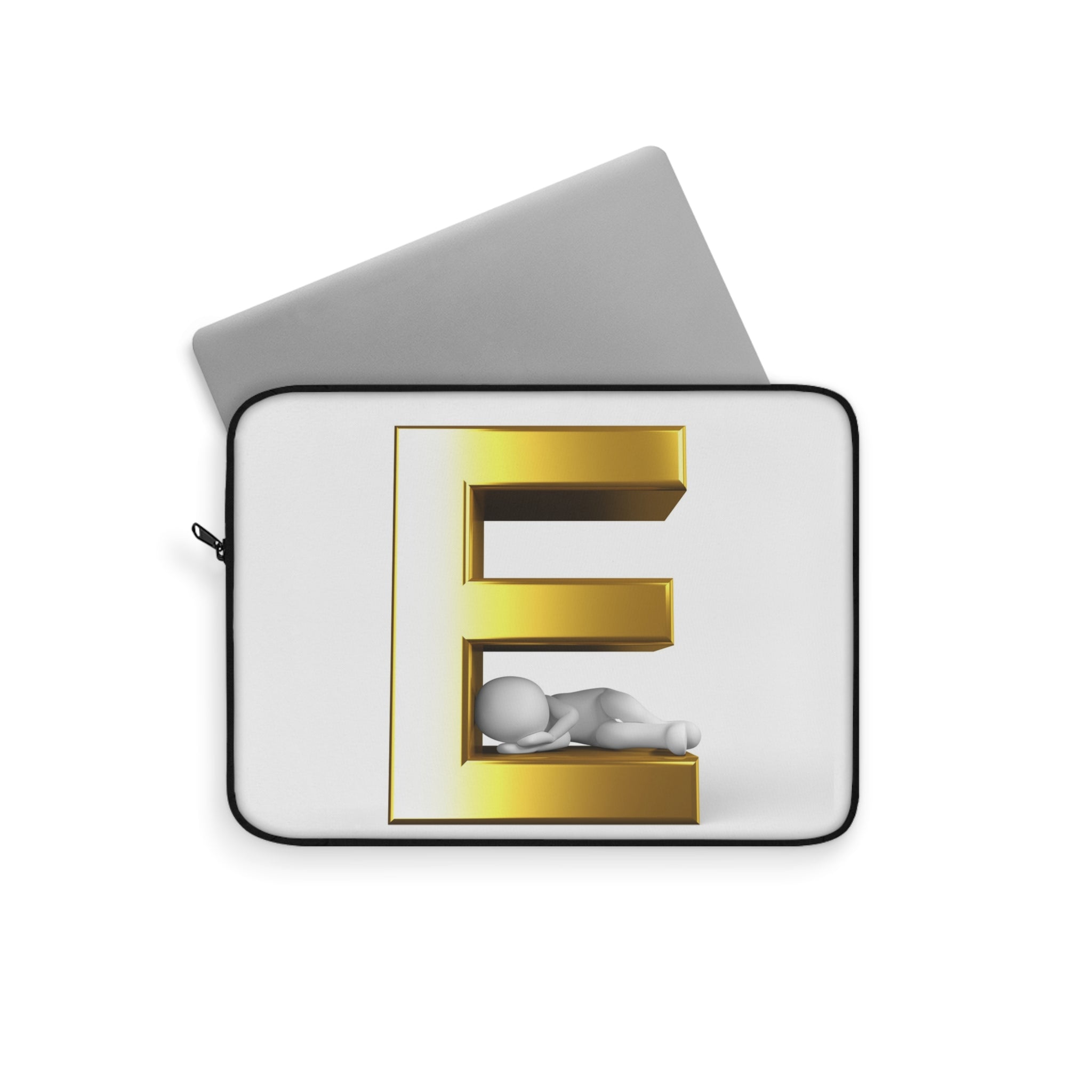 Gold Letter E Monogram Laptop Sleeve | 3D Initial Design