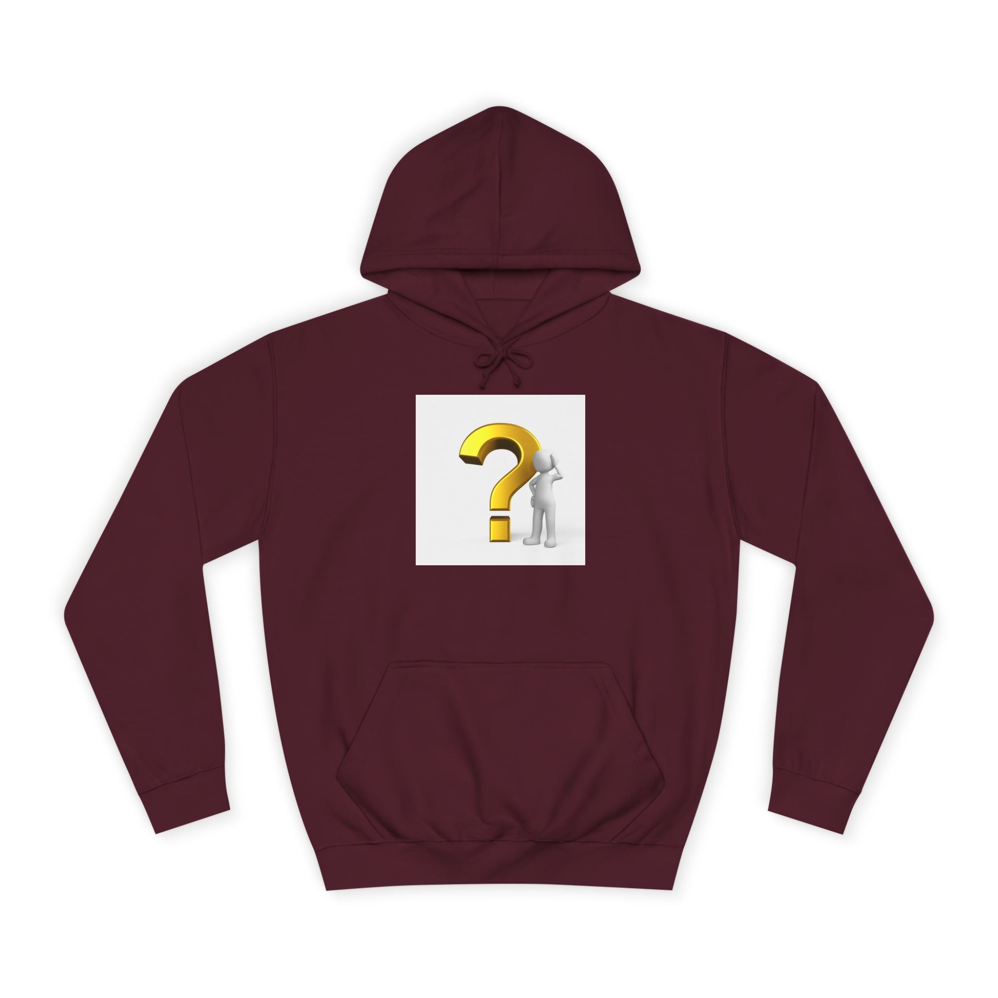 Gold Question Mark with Thinking Figure Hoodie | Mystery Design, Minimalist