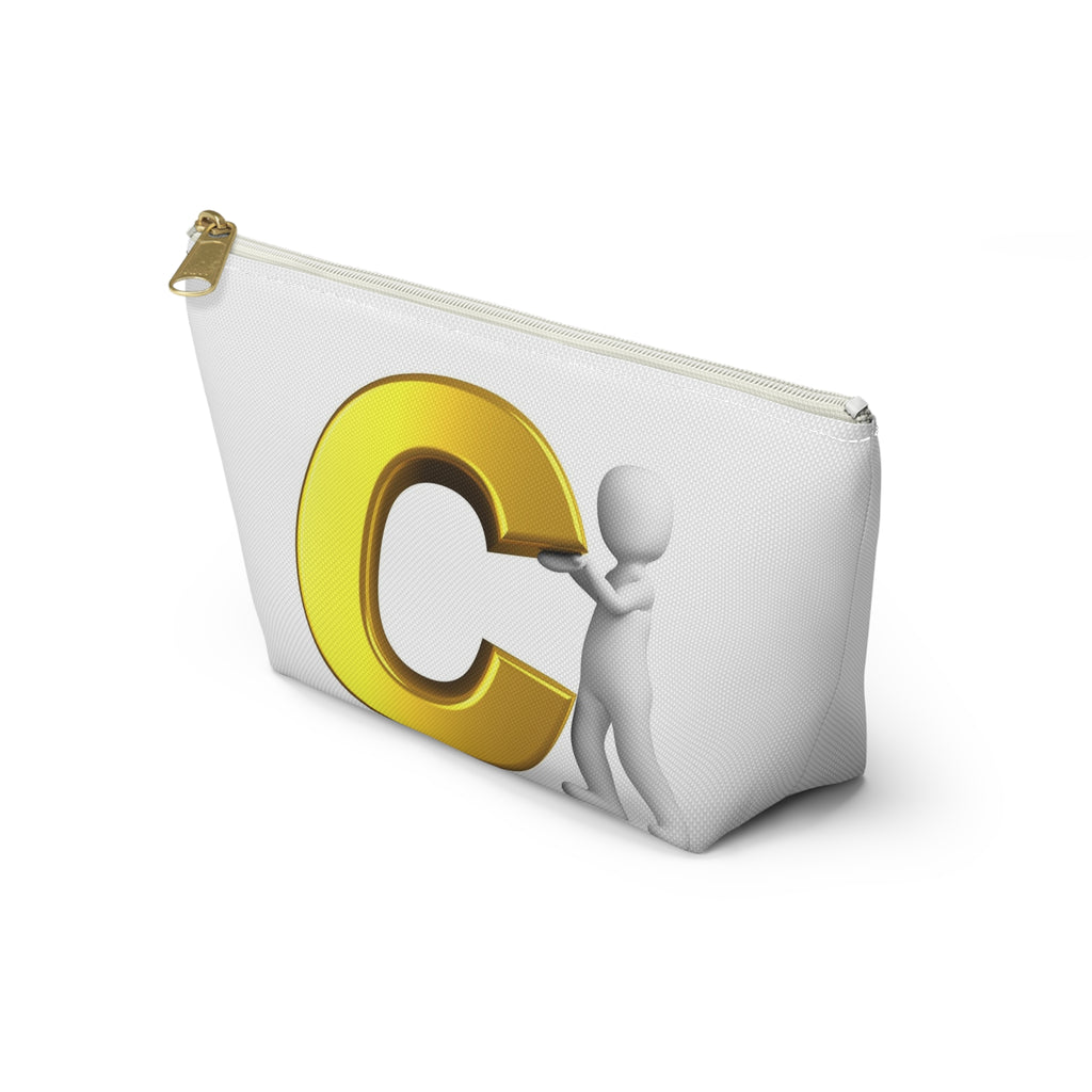 Gold Letter C with Figure Accessory Pouch