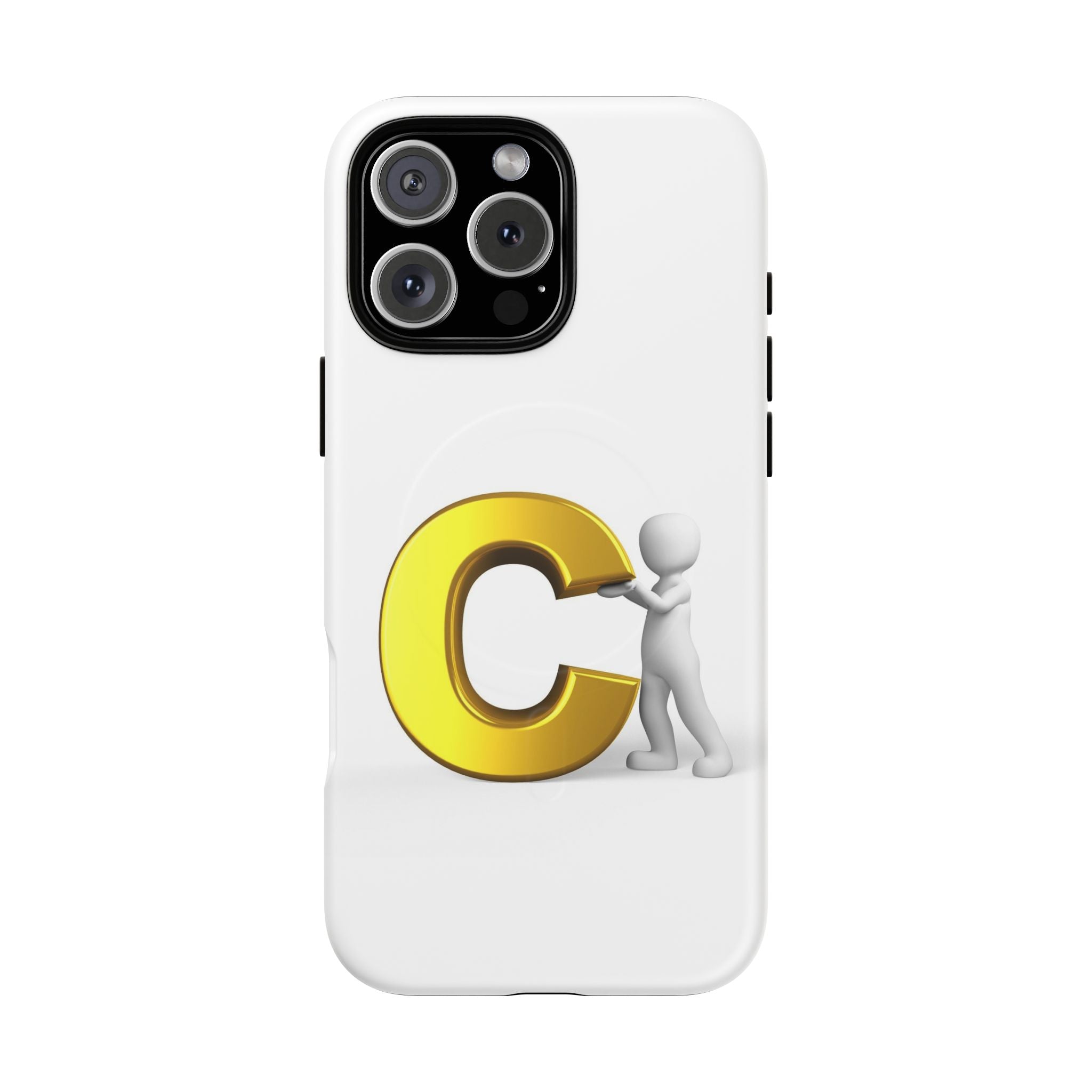 Coque de téléphone Monogramme Lettre C Dorée | Coque magnétique robuste