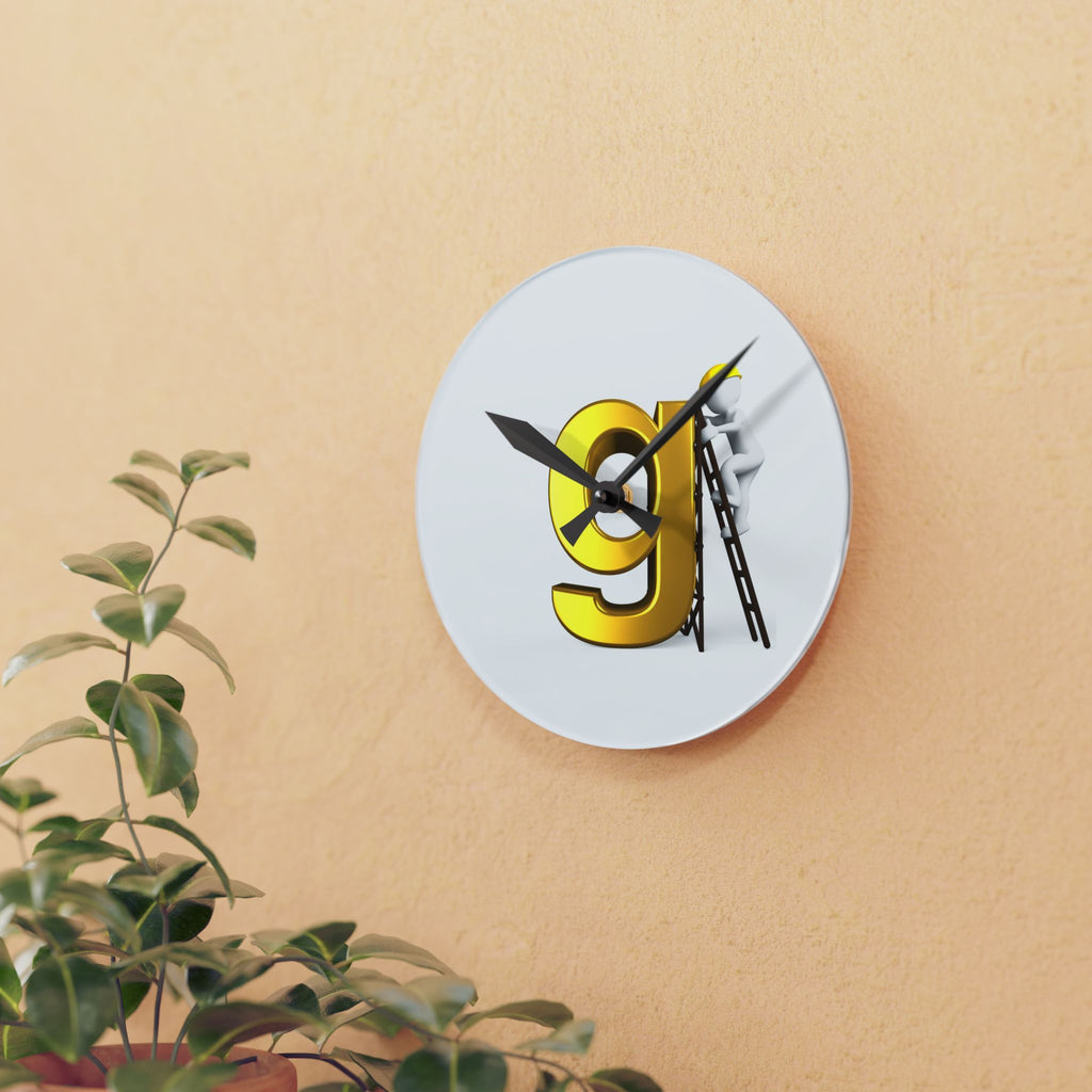 Gold Letter G Design Acrylic Wall Clock | Numeric Decor