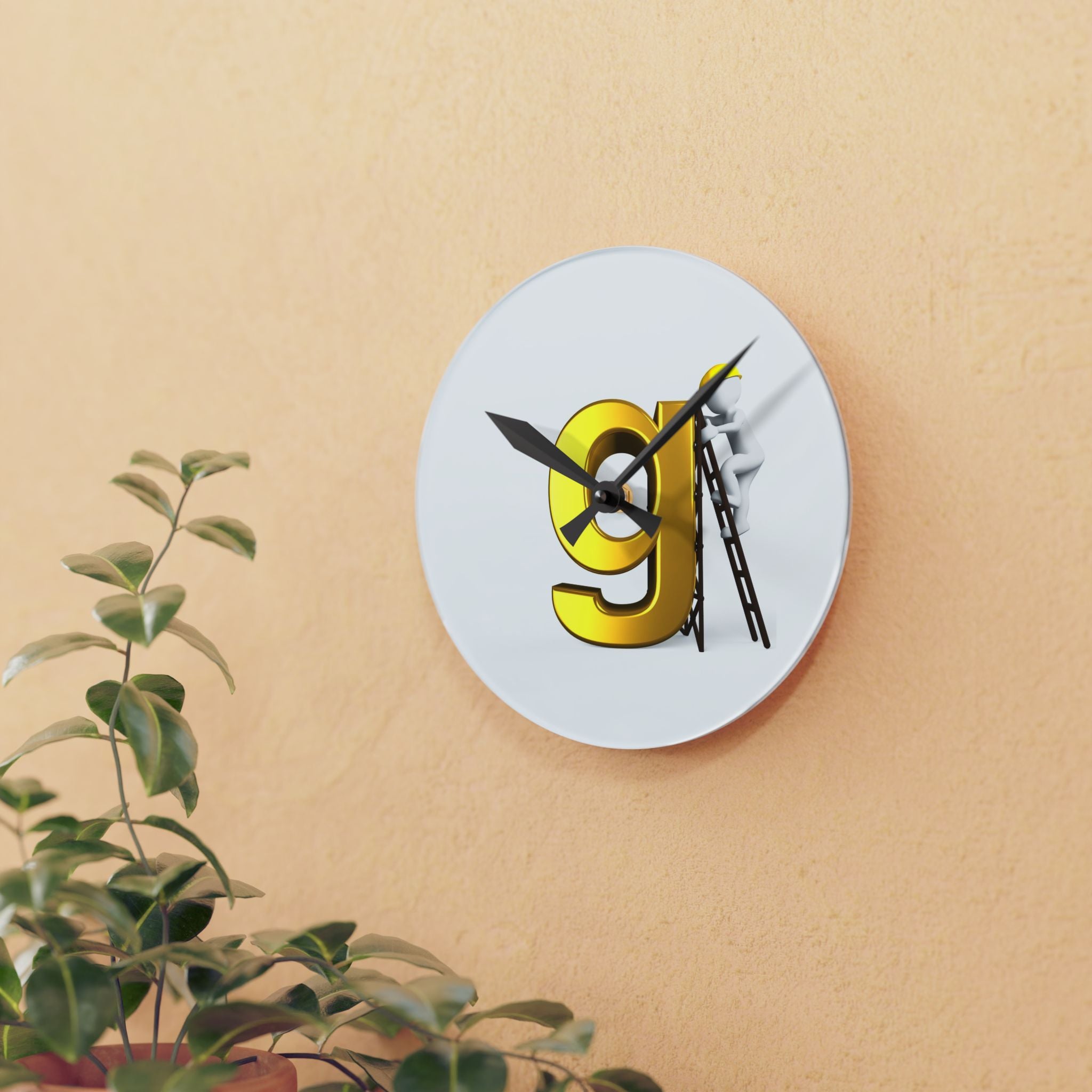 Gold Letter G Design Acrylic Wall Clock | Numeric Decor