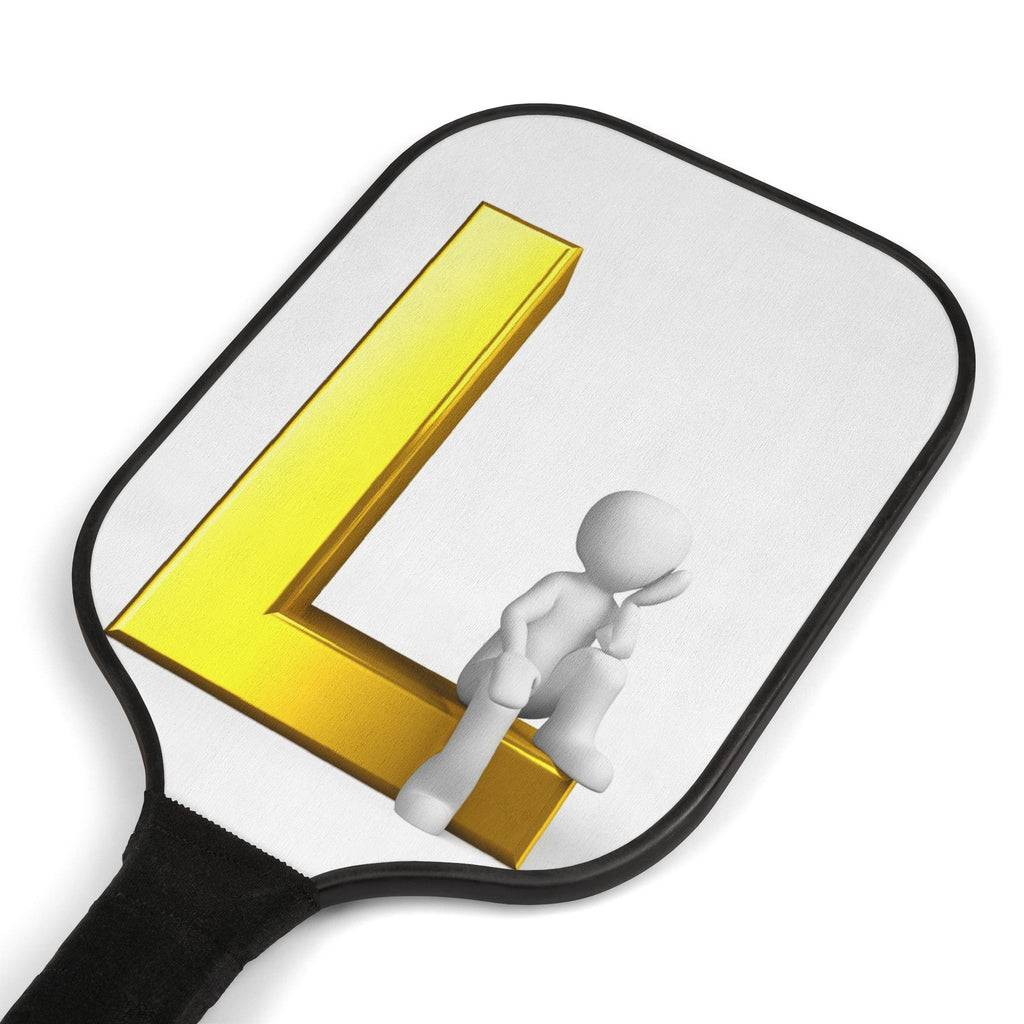 Yellow 3D Letter L with Figure pickleball paddle