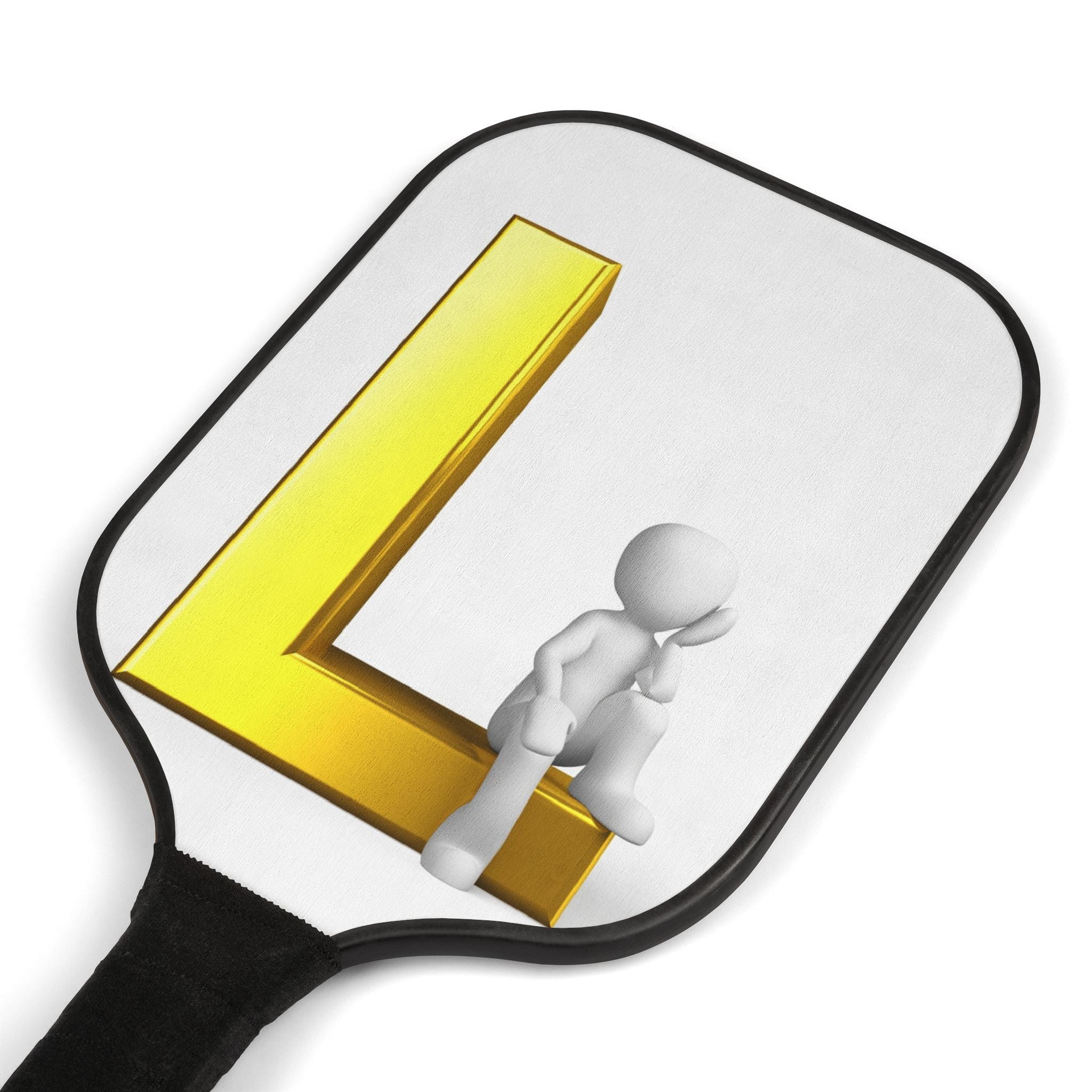 Yellow 3D Letter L with Figure pickleball paddle