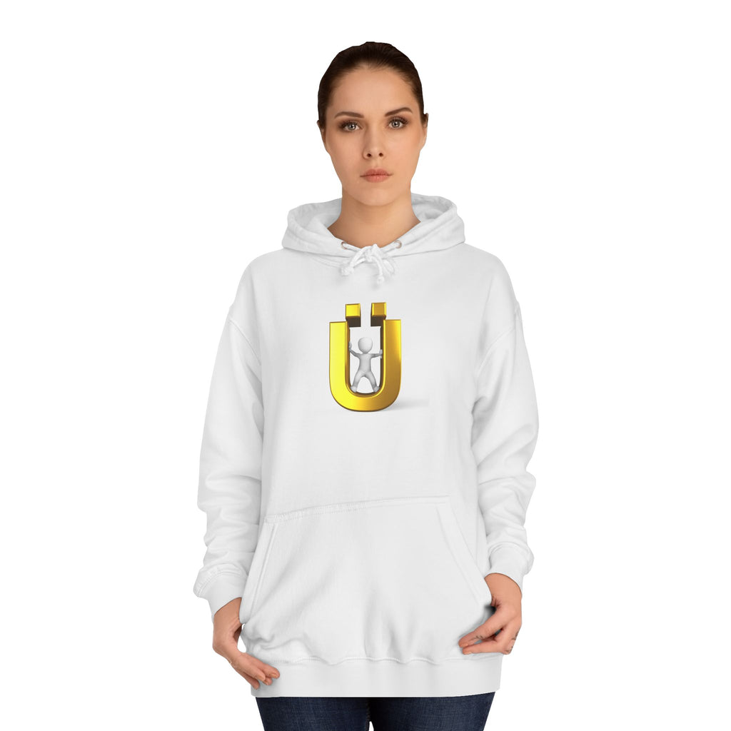 Gold Ü Letter Logo Hoodie | 3D Person Initial U Sweatshirt