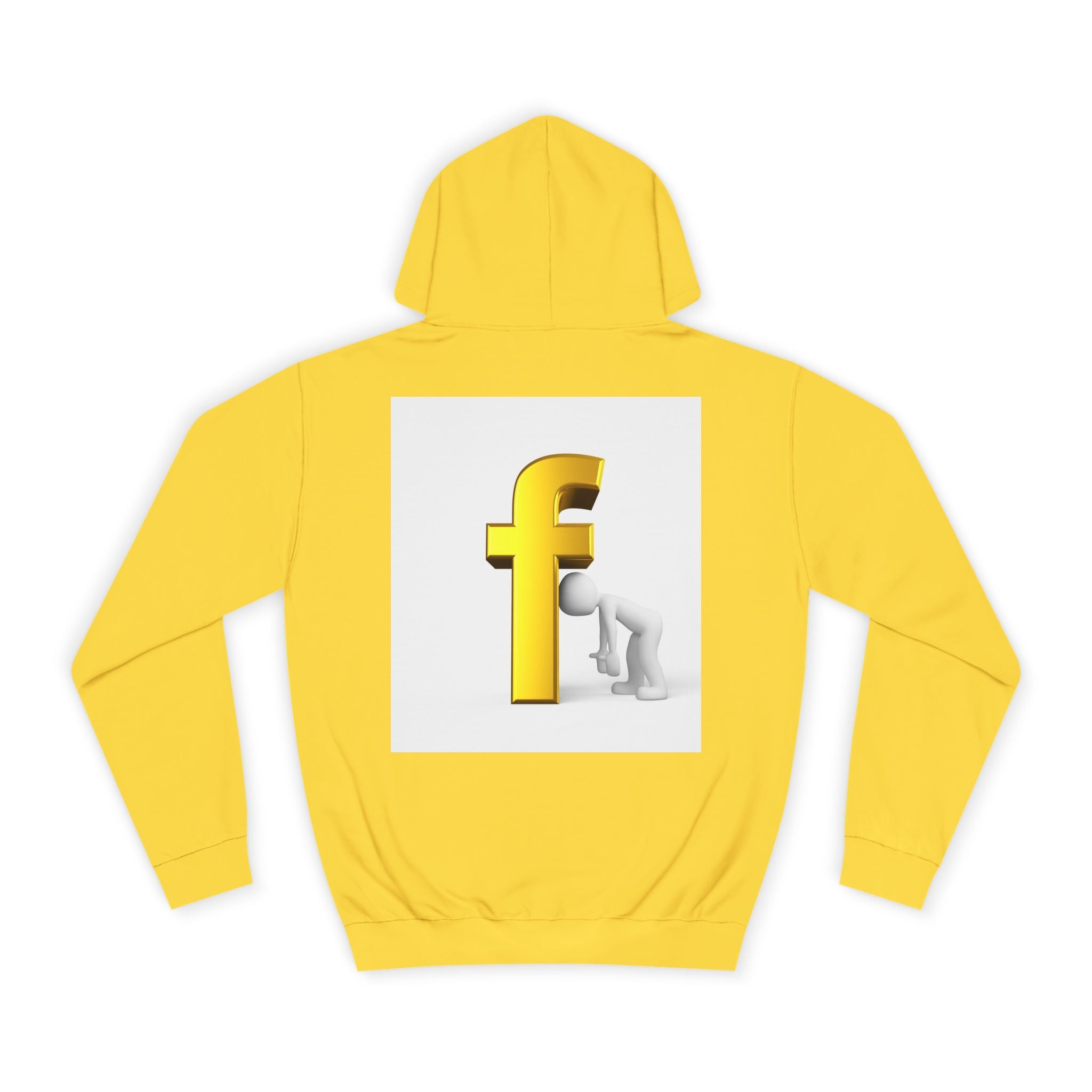 Yellow 3D Letter F Kneeling Figure Hoodie | Typography Graphic