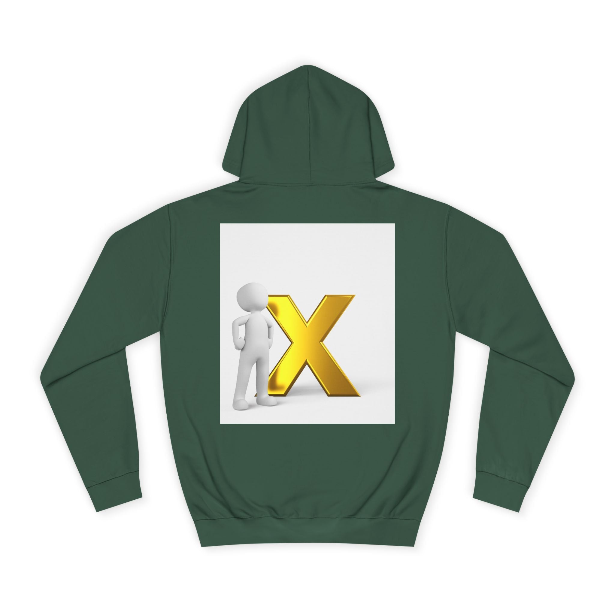 3D Figure Leaning on Gold X Hoodie | Letter X Initial Pullover