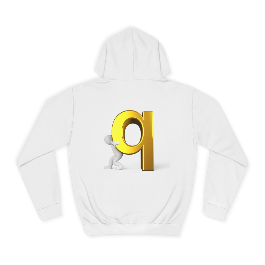Gold Letter Q Hoodie | 3D Figure Pushing Q Graphic