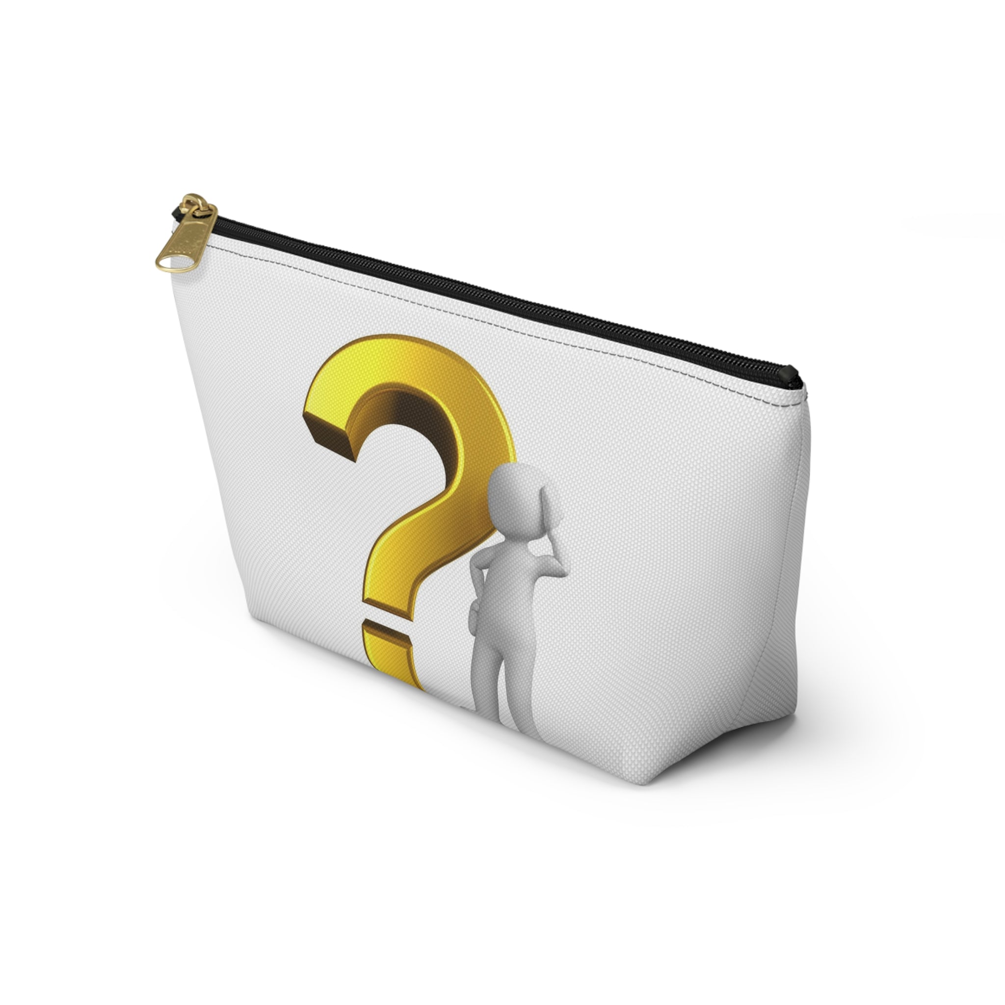 Gold Question Mark with Thinking Figure Accessory Pouch