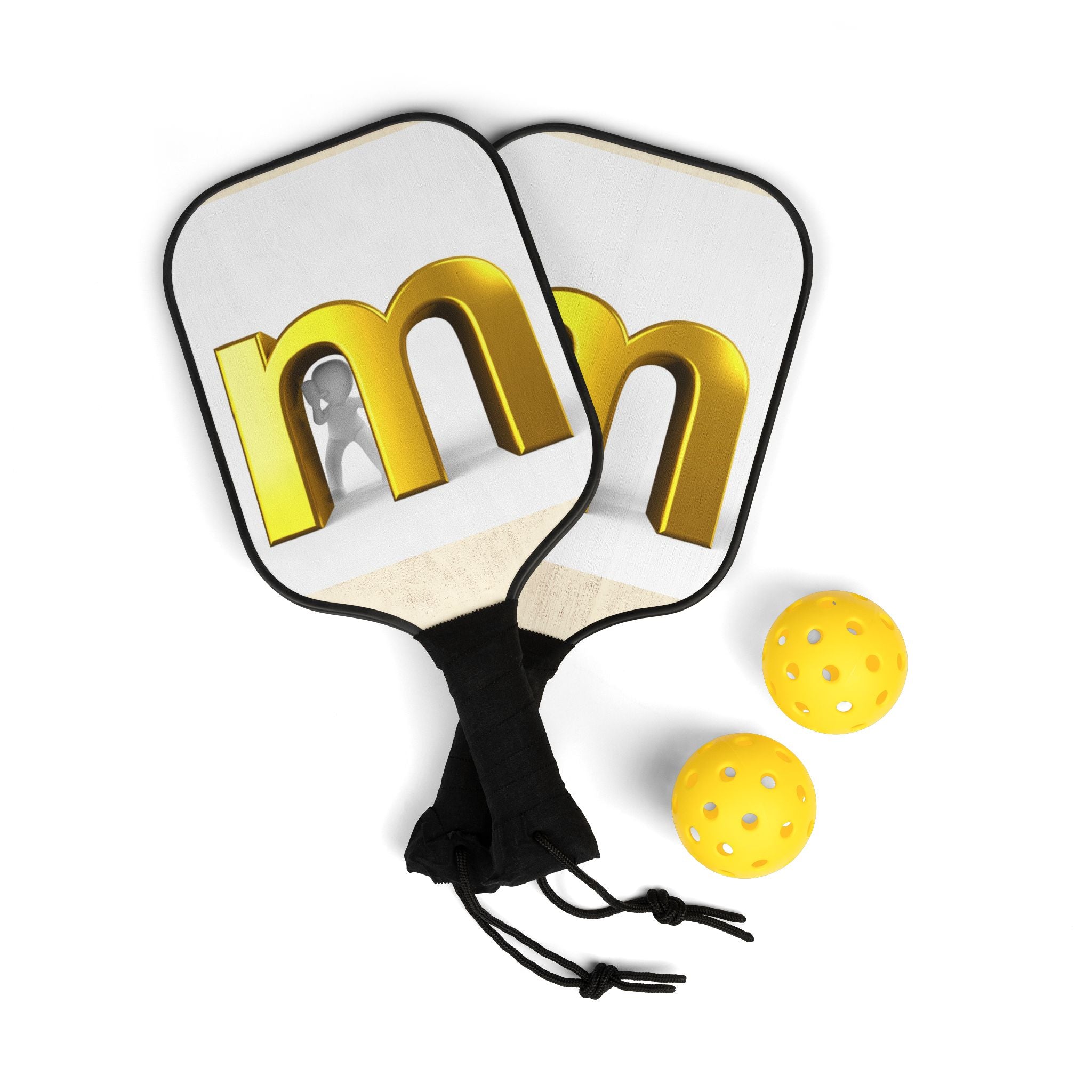 Gold Letter M Pickleball Paddle